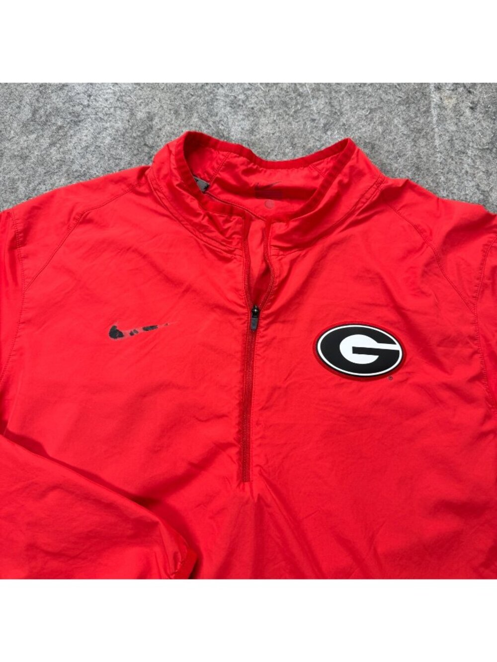 Georgia Bulldogs Nike 1/4 Zip Windbreaker Jacket Men XL Red Baseball Cage b043